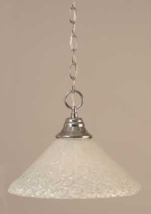 Chain Hung Pendant Shown In Chrome Finish With 12" Italian Bubble Glass