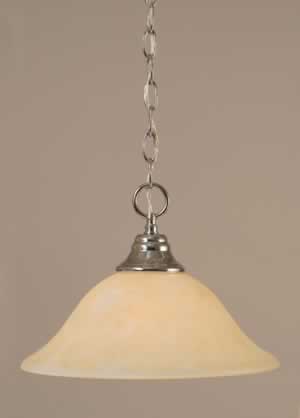 Chain Hung Pendant Shown In Chrome Finish With 12" Amber Marble Glass