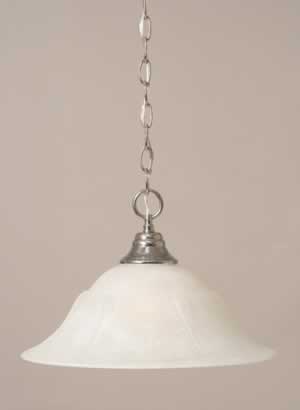Chain Hung Pendant Shown In Chrome Finish With 16" White Marble Glass