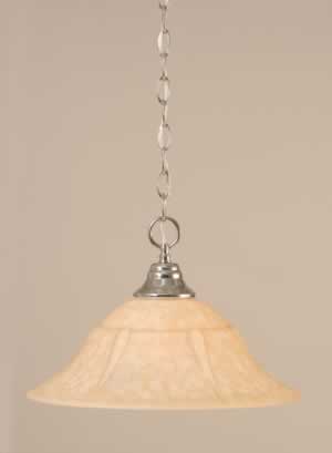 Chain Hung Pendant Shown In Chrome Finish With 16" Italian Marble Glass