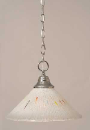 Chain Hung Pendant Shown In Chrome Finish With 12" Frosted Crystal Glass