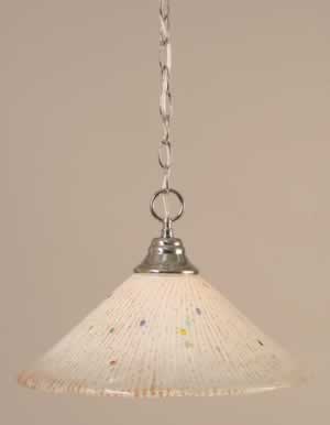 Chain Hung Pendant Shown In Chrome Finish With 16" Frosted Crystal Glass
