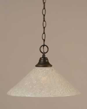 Chain Hung Pendant Shown In Dark Granite Finish With 16" Italian Bubble Glass