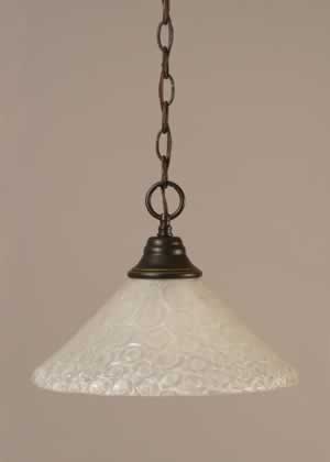 Chain Hung Pendant Shown In Dark Granite Finish With 12" Italian Bubble Glass