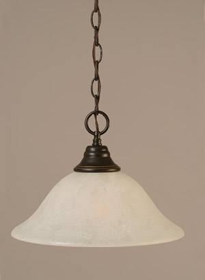 Chain Hung Pendant Shown In Dark Granite Finish With 12" White Marble Glass