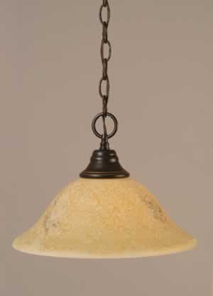 Chain Hung Pendant Shown In Dark Granite Finish With 12" Italian Marble Glass