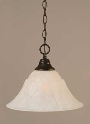 Chain Hung Pendant Shown In Dark Granite Finish With 14" White Marble Glass