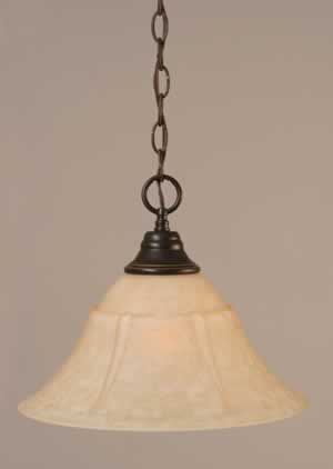 Chain Hung Pendant Shown In Dark Granite Finish With 14" Italian Marble Glass