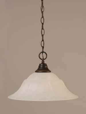 Chain Hung Pendant Shown In Dark Granite Finish With 16" White Marble Glass