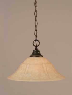 Chain Hung Pendant Shown In Dark Granite Finish With 16" Italian Marble Glass