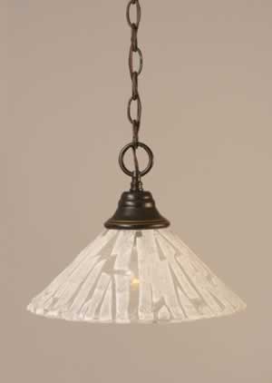 Chain Hung Pendant Shown In Dark Granite Finish With 12" Italian Ice Glass