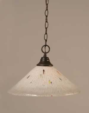 Chain Hung Pendant Shown In Dark Granite Finish With 16" Frosted Crystal Glass