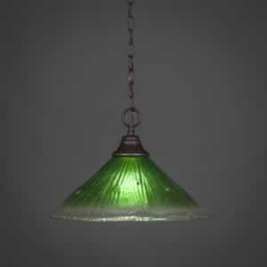 Chain Hung Pendant Shown In Dark Granite Finish With 16" Kiwi Green Crystal Glass