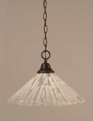 Chain Hung Pendant Shown In Dark Granite Finish With 16" Italian Ice Glass