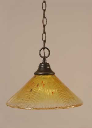 Chain Hung Pendant Shown In Dark Granite Finish With 12" Gold Champagne Crystal Glass
