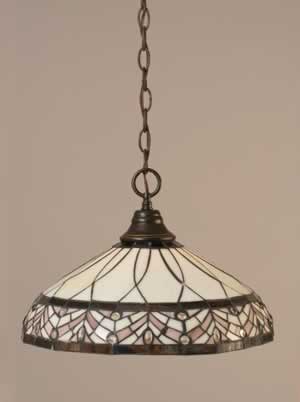 Chain Hung Pendant Shown In Dark Granite Finish With 16" Royal Merlot Tiffany Glass