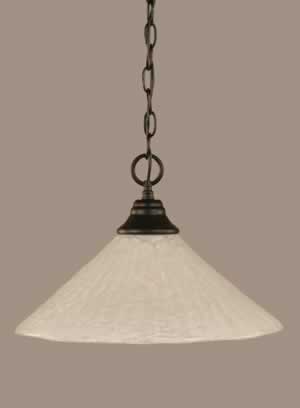 Chain Hung Pendant Shown In Matte Black Finish With 16" Italian Bubble Glass