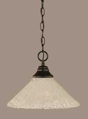 Chain Hung Pendant Shown In Matte Black Finish With 12" Italian Bubble Glass