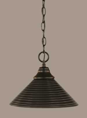 Chain Hung Pendant Shown In Matte Black Finish With 12" Charcoal Spiral Glass