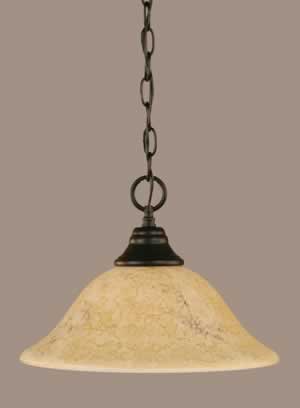 Chain Hung Pendant Shown In Matte Black Finish With 12" Italian Marble Glass
