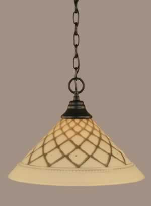 Chain Hung Pendant Shown In Matte Black Finish With 16" Chocolate Icing Glass