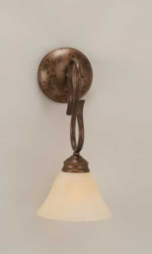 Swan Wall Sconce Shown In Bronze Finish With 7" Amber Marble Glass