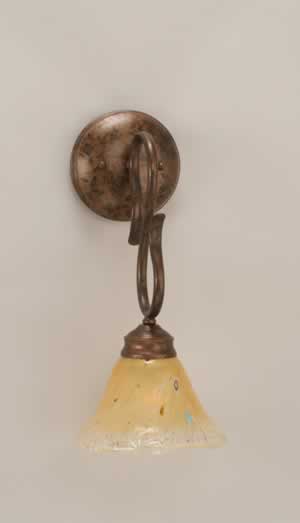 Swan Wall Sconce Shown In Bronze Finish With 7"" Amber Crystal Glass