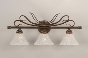 Swan 3 Light Bath Bar Shown In Bronze Finish With 7" Italian Bubble Glass