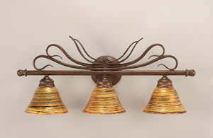 Swan 3 Light Bath Bar Shown In Bronze Finish With 7" Firré Saturn Glass