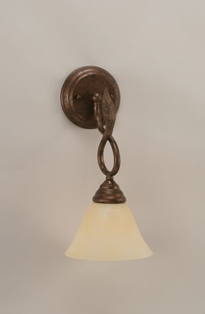 Leaf 1 Light Wall Sconce Shown In Bronze Finish With 7" Amber Marble Glass