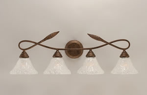 Leaf 4 Light Bath Bar Shown In Bronze Finish With 7" Italian Bubble Glass