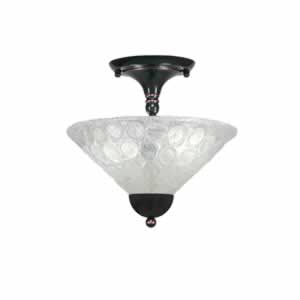 Semi-Flush with 2 Bulbs Shown In Black Copper Finish With 12" Italian Bubble Glass