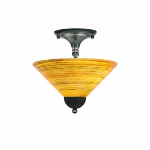 Semi-Flush with 2 Bulbs Shown In Black Copper Finish With 12" Firré Saturn Glass