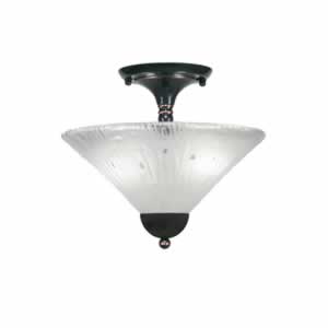 Semi-Flush with 2 Bulbs Shown In Black Copper Finish With 12" Frosted Crystal Glass