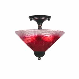 Semi-Flush with 2 Bulbs Shown In Black Copper Finish With 12" Frosted Crystal Glass