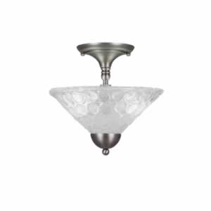 Semi-Flush with 2 Bulbs Shown In Brushed Nickel Finish With 12" Italian Bubble Glass