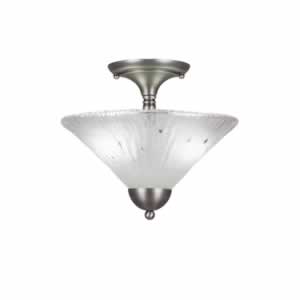 Semi-Flush with 2 Bulbs Shown In Brushed Nickel Finish With 12" Frosted Crystal Glass