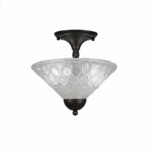 Semi-Flush with 2 Bulbs Shown In Bronze Finish With 12" Italian Bubble Glass