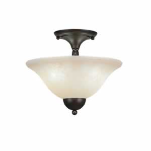 Semi-Flush with 2 Bulbs Shown In Bronze Finish With 12" Amber Marble Glass