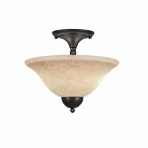 Semi-Flush with 2 Bulbs Shown In Bronze Finish With 12" Italian Marble Glass