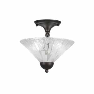 Semi-Flush with 2 Bulbs Shown In Bronze Finish With 12" Italian Ice Glass