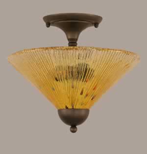 Semi-Flush with 2 Bulbs Shown In Bronze Finish With 12" Gold Champagne Crystal Glass