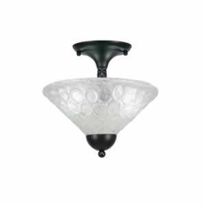 Semi-Flush with 2 Bulbs Shown In Matte Black Finish With 12" Italian Bubble Glass