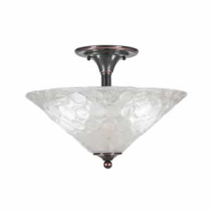 Semi-Flush with 3 Bulbs Shown In Black Copper Finish With 16" Italian Bubble Glass