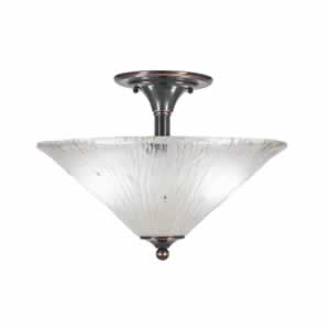 Semi-Flush with 3 Bulbs Shown In Black Copper Finish With 16" Frosted Crystal Glass