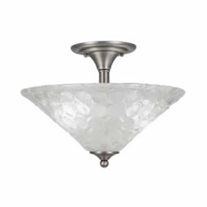 Semi-Flush with 3 Bulbs Shown In Brushed Nickel Finish With 16" Italian Bubble Glass