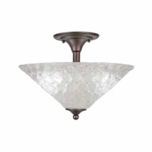 Semi-Flush with 3 Bulbs Shown In Bronze Finish With 16" Italian Bubble Glass