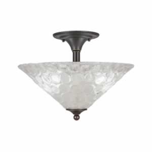 Semi-Flush with 2 Bulbs Shown In Dark Granite Finish With 16" Italian Bubble Glass