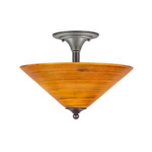 Semi-Flush with 2 Bulbs Shown In Dark Granite Finish With 16" Firré Saturn Glass