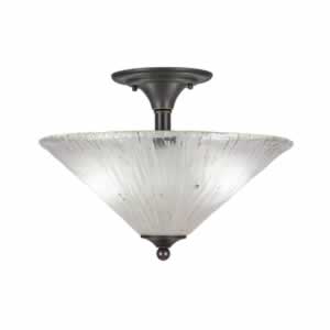 Semi-Flush with 2 Bulbs Shown In Dark Granite Finish With 16" Frosted Crystal Glass